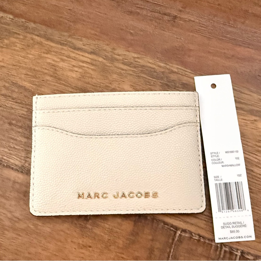 Marc Jacobs Ivory Card Holder with Gold Logo